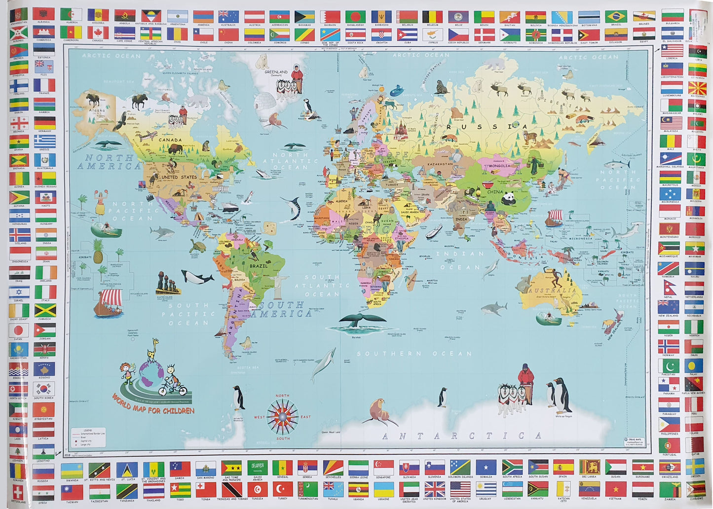 World map for children in English