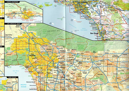 תקריב של מפת דרום קליפורניה פתוחה