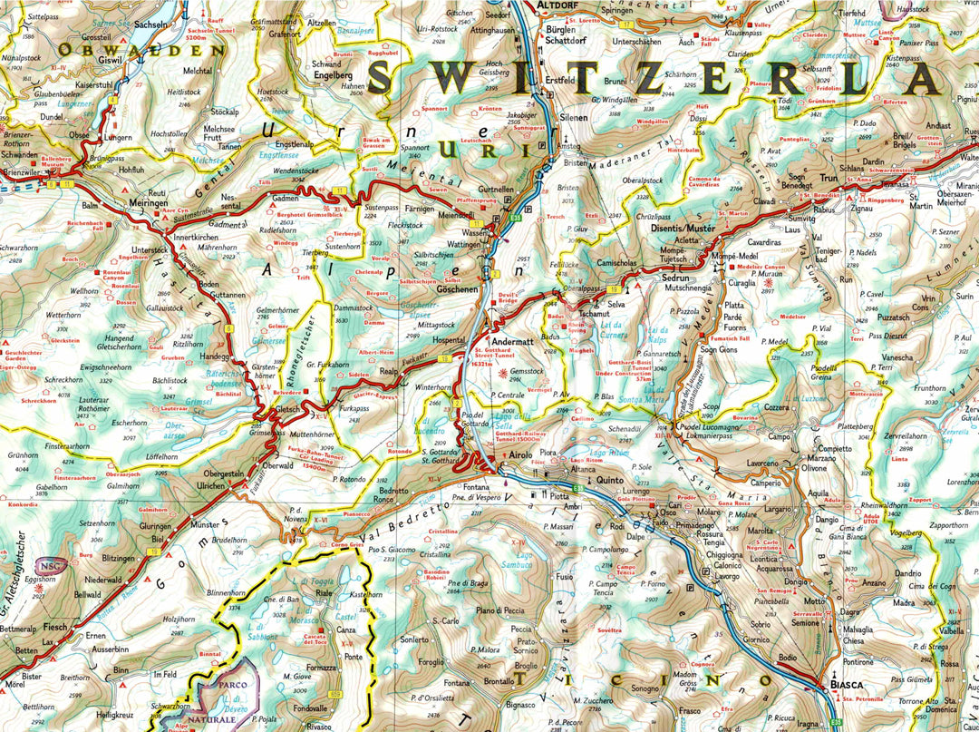פרט של מפת ההרפתקה של שווייץ