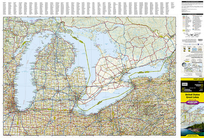 Great Lakes USA travel map with Chicago Detroit Toronto and Niagara Falls