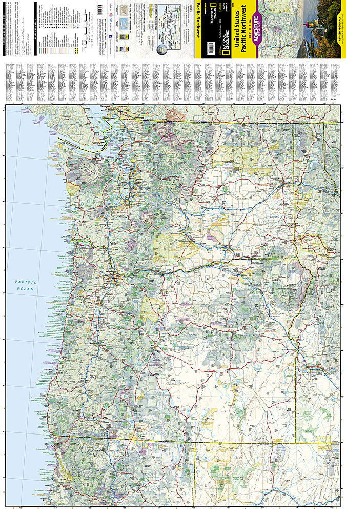 Pacific Northwest USA travel map with Washington Oregon Idaho national parks and Seattle