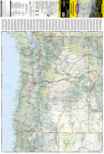 Pacific Northwest USA travel map with Washington Oregon Idaho national parks and Seattle