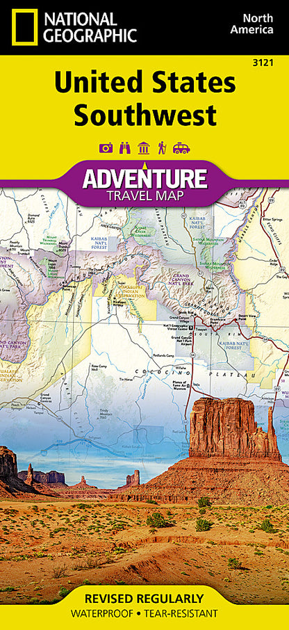 Southwest USA travel map with Arizona New Mexico Grand Canyon and national parks