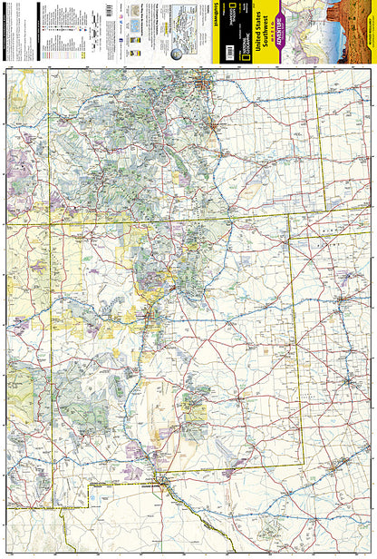 Southwest USA travel map with Arizona New Mexico Grand Canyon and national parks