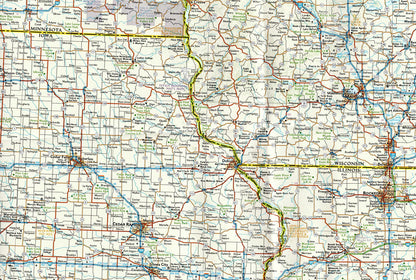 Zoom of Great Lakes USA travel map with Chicago Detroit Toronto and Niagara Falls