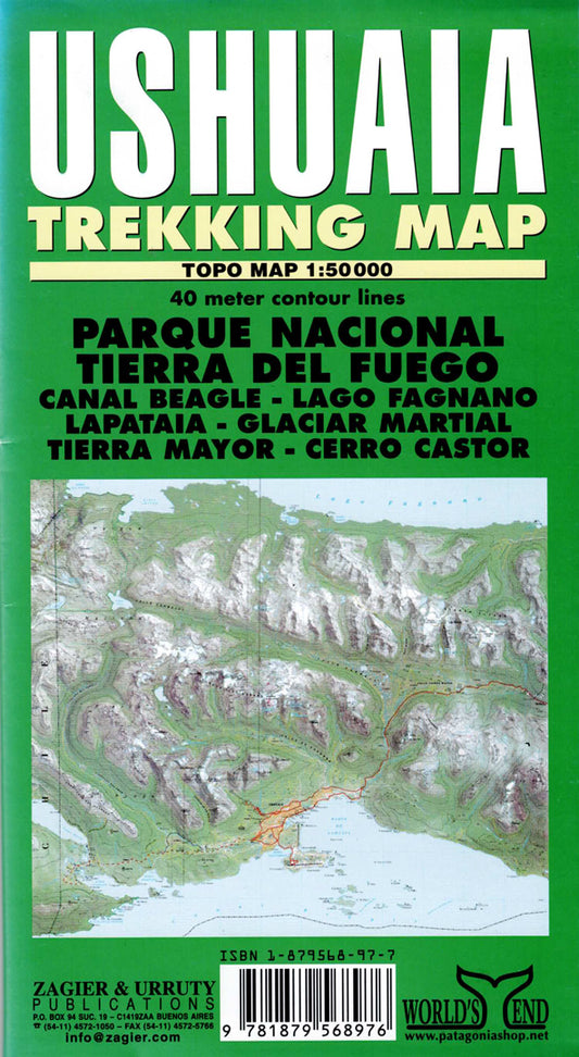 Ushuaia and Tierra del Fuego Trekking Map