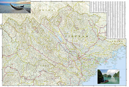 North Vietnam travel map with roads cities temples beaches and waterfalls