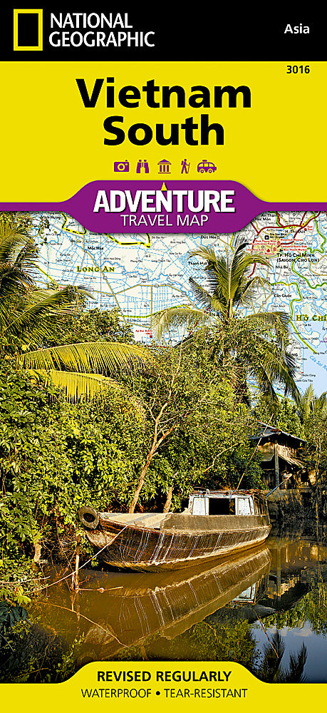 South Vietnam travel map with roads cities beaches temples and attractions