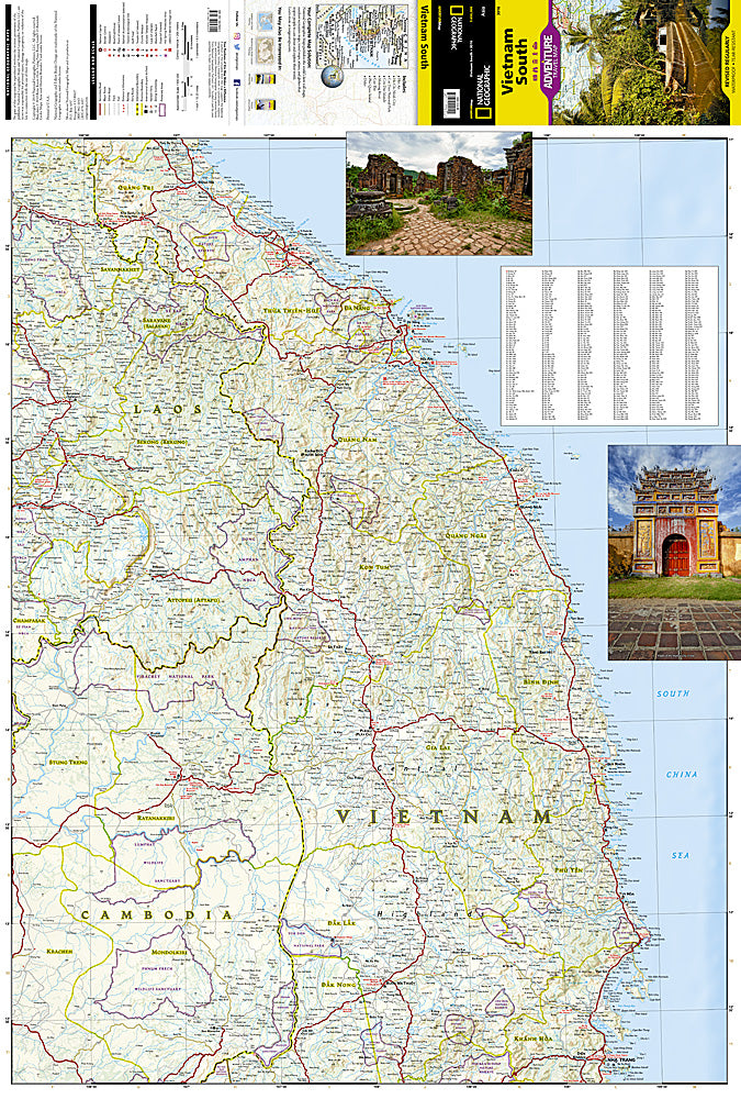 South Vietnam travel map with roads cities beaches temples and attractions