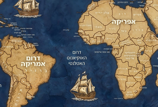 מפת עולם מדינית בסגנון עתיק