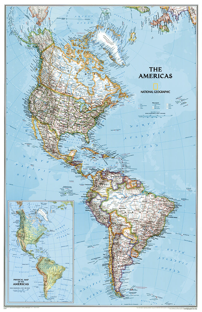 מפת יבשת אמריקה נשיונל גיאוגרפיק