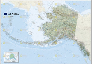 מפת אלסקה בגודל 100 על 60 ס"מ של נשיונל גיאוגרפיק