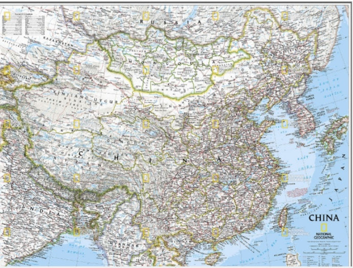 מפת סין של נשיונל גיאוגרפיק בגודל 80 על 60 ס