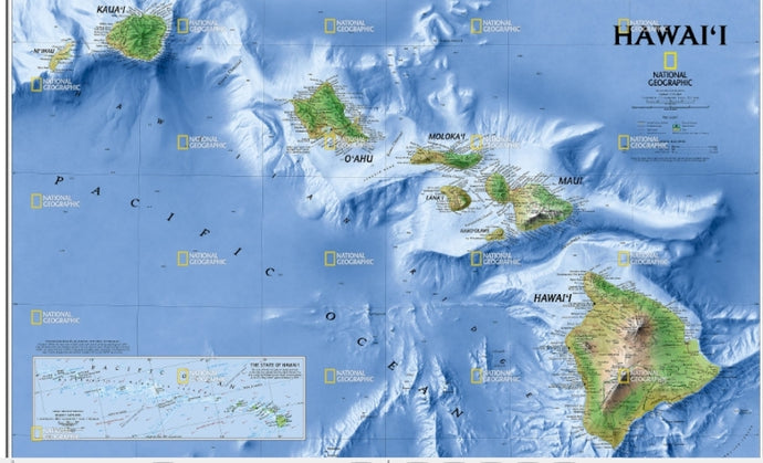 מפת הוואי של נשיונל גיאוגרפיק בגודל 90 על 60 ס