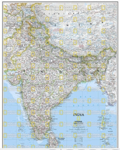 מפת הודו של נשיונל גיאוגרפיק בגודל 80 על 60 ס"מ