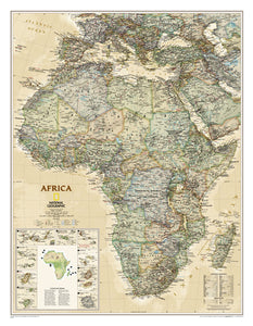 מפת אפריקה בסגנון עתיק בגודל 80 על 60 ס"מ