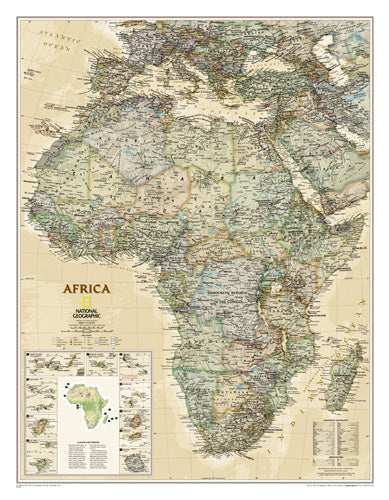 מפת אפריקה בסגנון עתיק בגודל 80 על 60 ס