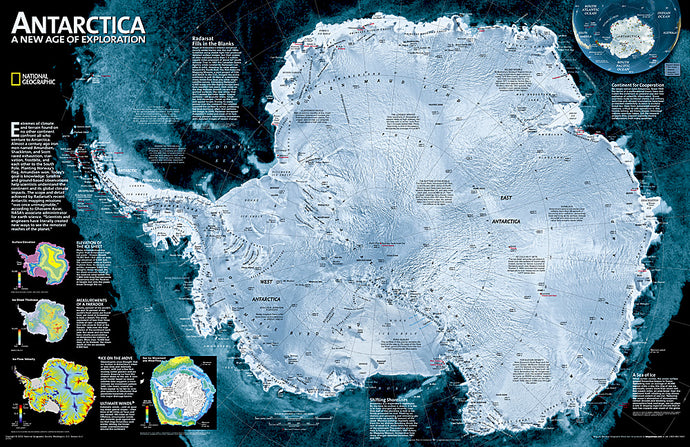 מפת אנטארקטיקה של נשיונל גיאוגרפיק בגודל 80 על 50 ס
