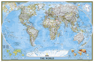 מפת עולם בסגנון קלאסי 120*190 ס"מ נשיונל גיאוגרפיק