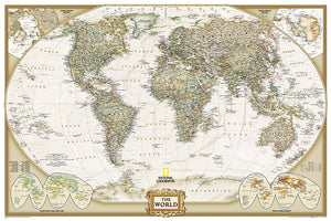 מפת עולם בסגנון עתיק 80*115 ס"מ נשיונל גיאוגרפיק