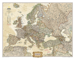 מפת אירופה בסגנון עתיק בגודל 100 על 90 ס"מ