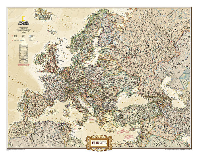 מפת אירופה בסגנון עתיק בגודל 100 על 90 ס