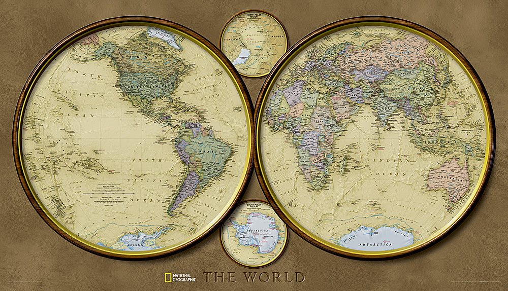 World map in two spheres