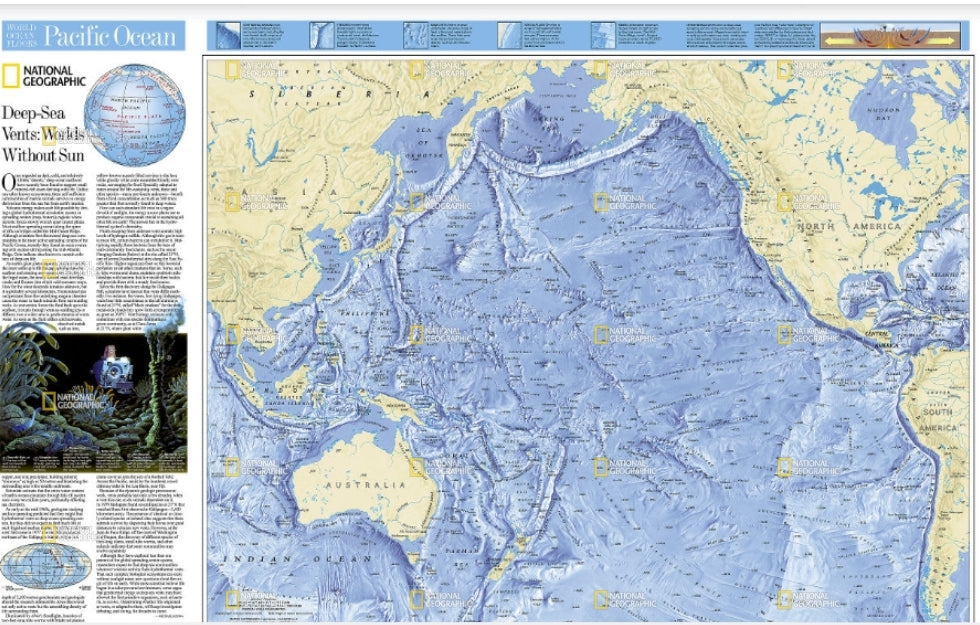 מפת האוקיינוס השקט של נשיונל גיאוגרפיק בגודל 80 על 60 ס