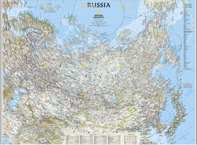 מפת רוסיה של נשיונל גיאוגרפיק בגודל 80 על 60 ס