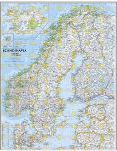 מפת סקנדינביה בגודל 80 על 60 ס"מ של נשיונל גיאוגרפיק