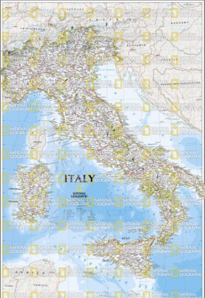 מפת איטליה של נשיונל גיאוגרפיק בגודל 90 על 60 ס