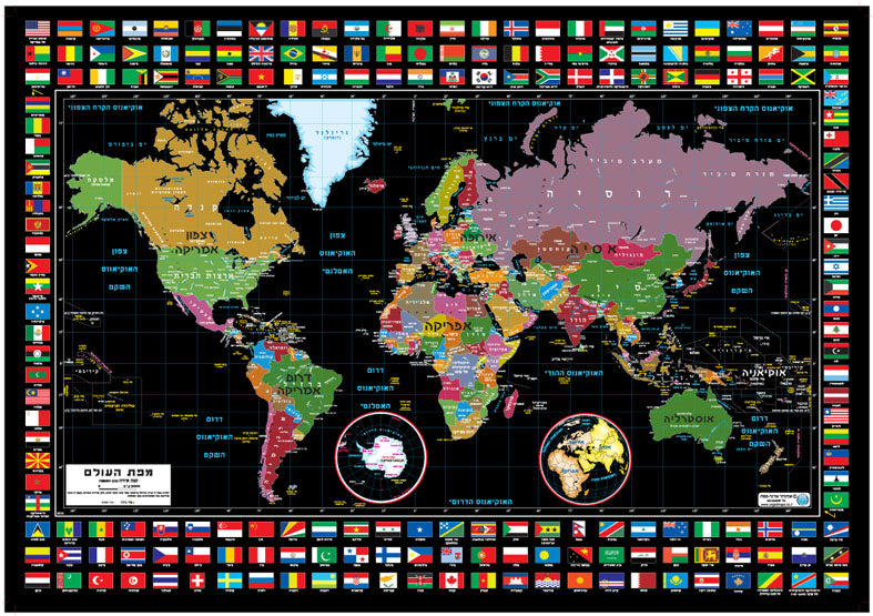 מפת העולם בגוון שחור