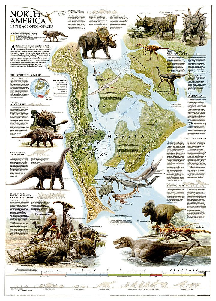 מפת צפון אמריקה בעידן הדינוזאורים